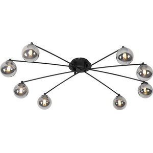 QAZQA athens - Moderne Plafondlamp - 8 lichts - L 1000 mm - Zwart - Woonkamer | Slaapkamer | Keuken