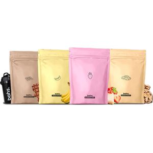 Bahs. Startpakket - Eiwit Maaltijd Poeder - 4x Maaltijdreep (Chocolade, Koekje, Banaan, Aardbei) - 4x600 gr