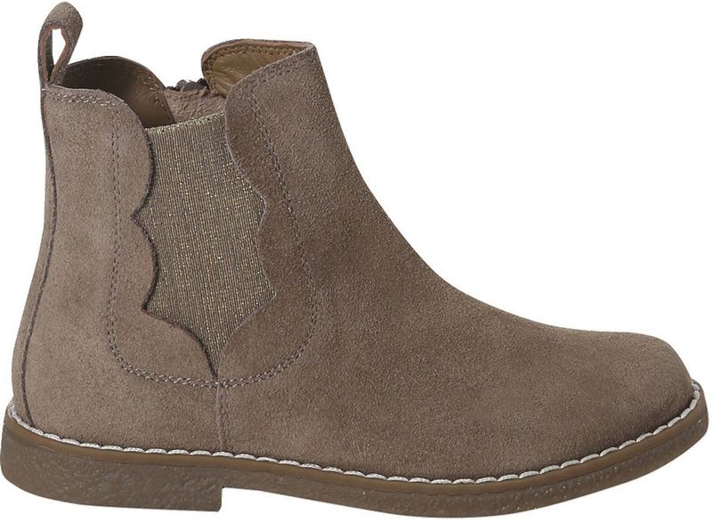 Leren Enkellaarsjes - Taupe - Geschulpte Laarzen