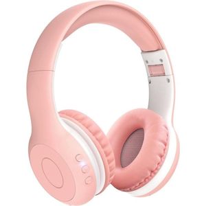 StayPowered Bluetooth Hoofdtelefoon voor Kinderen - Veilig en Kwalitatief Geluid - 85/94 dB Volumeregeling - 40 Uur Batterij - HD Microfoon - Opvouwbaar en Verstelbaar - Snelle Bluetooth 5.4 - Wit/Roze - Levering Sneller dan Aangegeven!