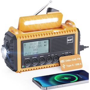 Draagbare Zonne-radio met DAB/FM, Led-zaklamp en Oplaadbare Noodfunctie