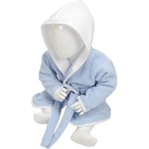 ARTG® Babiezz - Baby Badjas met Capuchon -  Lichtblauw - Wit  - Maat  68-74