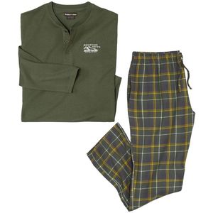 ATLAS FOR MEN - Geruite pyjama van jersey en flanel - Heren - Verkrijgbaar in grote maten - 5XL