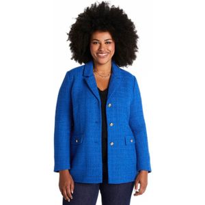 Rechte jas met knoopsluiting van geweven stof met getailleerde kraag