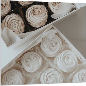 Vlag - Cupcakes in Doosjes met Witte Botercrème - 100x100 cm Foto op Polyester Vlag