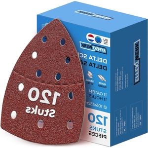 Driehoekig Delta-schuurpapier 120 stuks 11 gaten 105 x 152 mm - muisschuurmachines - meerdere korrelgroottes 40 60 80 120 180 240