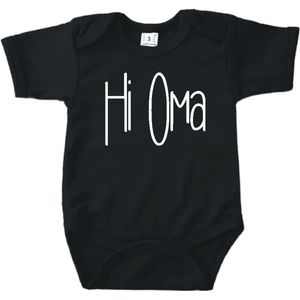 Baby romper met tekst zwangerschap aankondiging | Hi Oma | Zwart |korte mouw | maat 56 cadeautje zwangerschap aankondiging bekendmaking | Cadeautje 100% katoen.