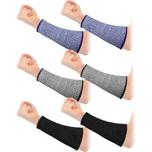 3 paar armbeschermers voor dunne huid en blauwe plekken, snijbestendige onderarmhoes, niveau 5 armbescherming tegen brandwonden (7,9 inch) - Zwart+Grijs+Blauw