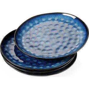 Roroa Bordenset - Serviesset 8 persoons - 28x2,5cm - Blauw - Keramisch - Borden - Servies - Fruitschaal