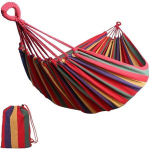 Outdoor Hangmat - Eenpersoons/dubbele - Canvas Zacht Schommel - Draagbaar met Draagtas - Rood