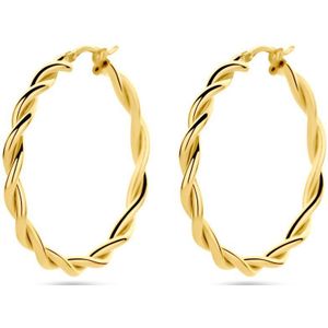 Zilver Verguld (Geel) Oorringen 3,5 MM Gedraaide Buis 1 Micron 2103634