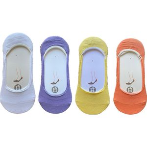 Sneakersokken dames 4-stuks mix One Size