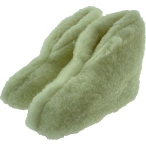 Wollen sloffen-100% wol-model omslag-ecru-maat 36