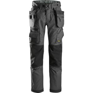 Snickers 6923 FlexiWork, Vloerleggersbroek+ met Holsterzakken - Staal Grijs/Zwart - 160
