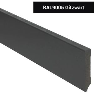 Hoge plinten - MDF - Moderne plint 90x15 mm - Zwart - Voorgelakt - RAL 9005 - Per 5 stuks 2,4m