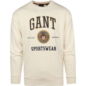 Gant - Sweater O-Hals Off White - Heren - Maat XL - Regular-fit