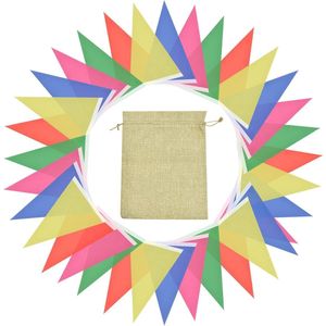 Allecto Plus - Vlaggenketting voor buiten - Stoffen vlaggetjesslinger voor feestdecoratie - Kinder verjaardagsdecoratie sokken jurken accesiores.