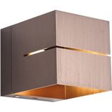 QAZQA - Joris Groove - Dimbare LED Wandlamp - Bruin - Draadloos - Oplaadbaar - 1 Lichts - USB