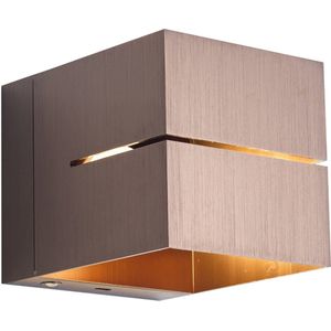 QAZQA - Joris Groove - Dimbare LED Wandlamp - Bruin - Draadloos - Oplaadbaar - 1 Lichts - USB