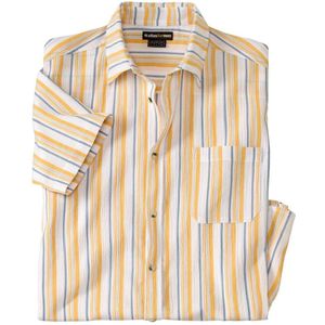 ATLAS FOR MEN - Gestreept overhemd van crêpestof Soleillade - Heren - Verkrijgbaar in grote maten - L