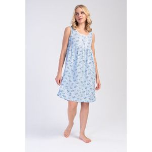 Vienetta - Dames Nachthemd, Mouwloos, Blauw - XL