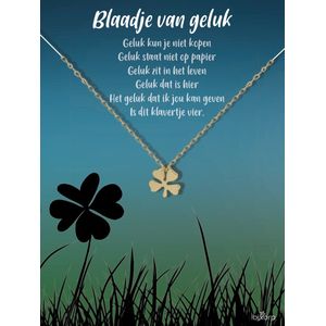 Bixorp Luck Klavertje Vier Cadeau Ketting - 18k Verguld Goud Stainless Steel - Cadeau voor succes / geluk / afscheid