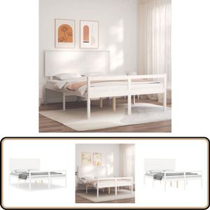 vidaXL Seniorenbed - Massief Grenenhout - Wit Bedframe - Grenenhout Bed - Houten Bed - Seniors Bed - Boxspring Bed
