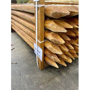 4 x palen hout gepunt, geïmpregneerd, gefreesd ø8 lengte 120 cm - Steunpaal bomen - Afsluitingspaal