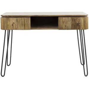 TV Meubel Industrieel Mangohout en Staal - 110 cm x 40 cm x 77 cm - Side Table Industrieel Met Lades - Sidetable met lade Hout - Landelijk Hout - Wandtafel Sidetable - Haltafel - Smalle tafel - 110cm x 40cm x 77cm - Snelle installatie
