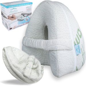 LitaLente - bamboe Kniekussen - Ergonomisch Bamboe Beenkussen +1 extra bamboe kussenhoes - Houding Correctie - Zijslaapkussen - Zijslaper - Rugklachten - Rugpijn - Heupklachten - Zijslaap Kussen Voor In Bed - Artrose