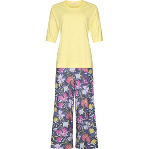Pastunette Pyjama Flowers - Geel/Grijs - Katoen - Maat 44