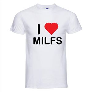 I LOVE MILFS T-shirt - 100% Katoen - Maat 3XL - Classic Fit - Wit