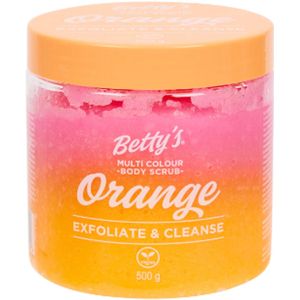 Betty’s Multi-colour Body Scrub - Exfoliate & Cleanse - Orange | 1x 500 g – Scrubkorrels voor Hele Lichaam – Vegan – Fruitige Sinaasappelgeur
