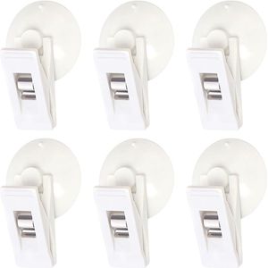 6 stuks witte haken met zuignappen, vaste clips, zuignapclips, parkeerkaartclips, transparante autoclips, zuignap-klem, parkeerkaarthouder