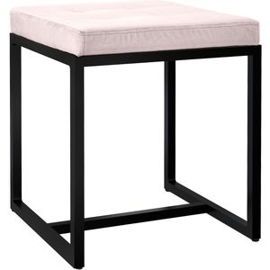 CLP - Barci - Poef - Fluweel/Creme - Zwart IJzeren Frame