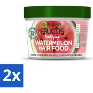 Garnier - Fructis Hair Food Watermelon - 3-in-1 Haarmasker - Futloos Haar - 400 ml - Voordeelverpakking - 2 stuks