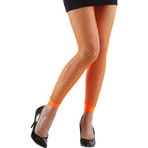 Widmann - Jaren 80 & 90 Kostuum - Basis Visnet Legging Oranje Vrouw - Oranje - One Size - Carnavalskleding - Verkleedkleding