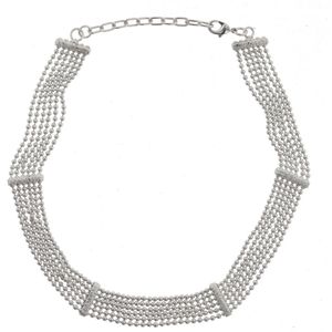 Behave Ketting - choker - zilver kleur - dames - minimalistisch - bolletjes schakel - 33 cm