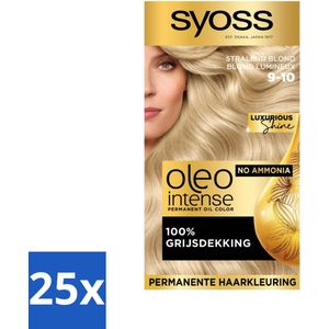 SYOSS - Oleo Intense 9-10 Stralend Blond - Haarverf - Zonder Ammoniak - Grijsdekking - Langdurige Kleur - Bulkverpakking - 25 stuks