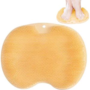Douche Voet Scrubber & Rugreiniger – Silicone Massage Mat – Antislip Zuignappen – Diep Reinigend & Exfoliërend – 21x28cm – Geel