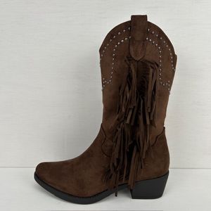 Gave suèdine cowboylaars met franjes bruin Bruin / 37