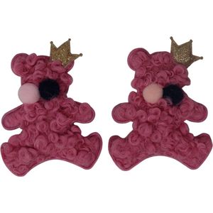 Jessidress® Haarclips Haarspeldjes Chique Haarclip Meisjes Haarspelden met wol en pailletten - Fushia
