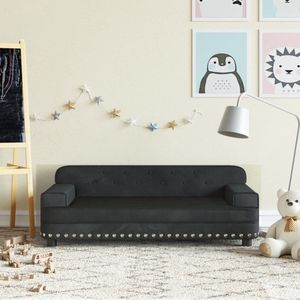vidaXL Kinderbank 90x53x30 cm fluweel zwart - Kinderbank - Kinderbanken - Kinder Bank - Kinderbankje