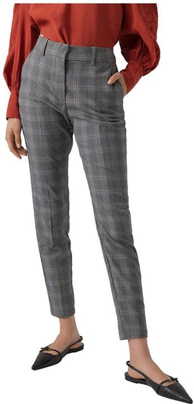 VERO MODA Geruite High Waist Tapered Fit Pantalon VMMALIN Grijs
