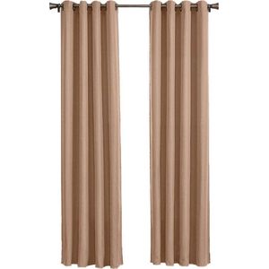 Larson - Luxe Hotel Serie Blackout Gordijn - Visgraat motief - Ringen - Donker Taupe - 300 x 250 cm - Verduisterend & kant en klaar