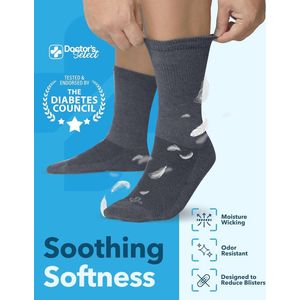 Diabetische Sokken voor Heren - 4 Paar Crew Neuropathie Sokken voor Mannen 9-12 | Zwart, Wit, Lichtgrijs, Grijs
