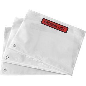 Kortpack - Paklijstenveloppen 225mm lang x 165mm breed - Met Opdruk: Packing List - A6 Formaat - Zelfklevend - 1000 Stuks - Doculops - Packing List - (015.0110)