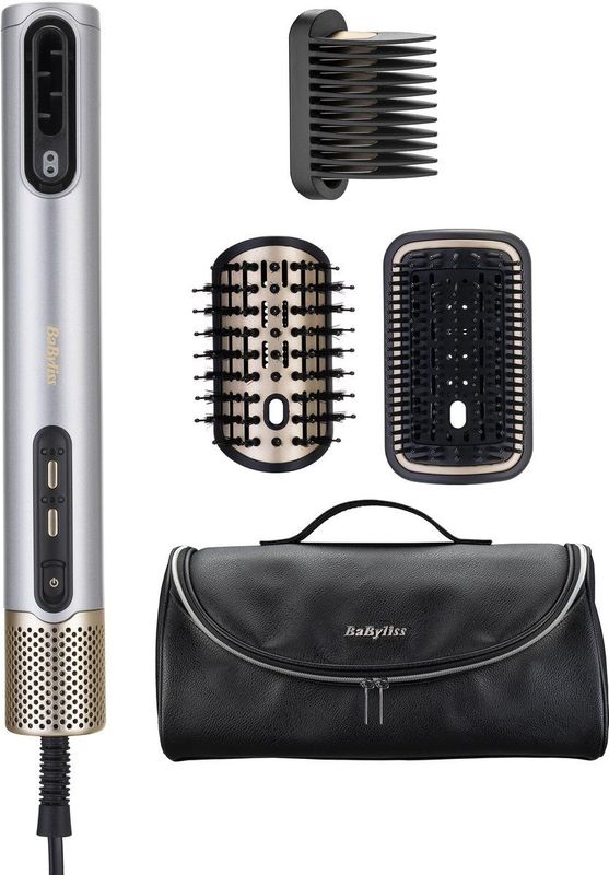 BaByliss - Air Wand AS6554E - Föhn - Zilver - 4-in-1 - High Speed Digitale Haardroger - 3 Opzetstukken