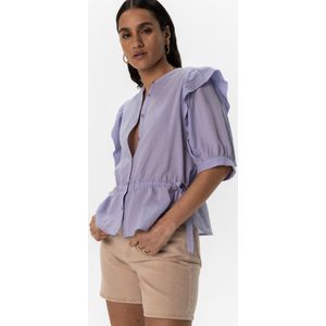 Sissy-Boy - Lavendel ruffle blouse met korte pofmouwen
