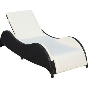 vidaXL - Ligbed - met - kussen - poly - rattan - zwart